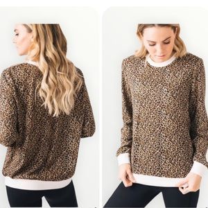 Zyia Active Brown Jaguar Print Sweater / Sweatshirt Size Large